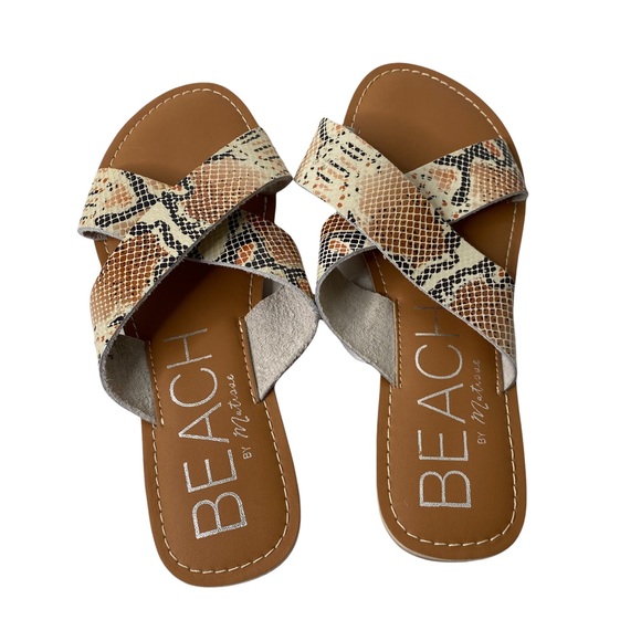 Beach by Matisse Pebbled Natural Multi Snake Leather Sandals Size 8 NWOT - Picture 2 of 6